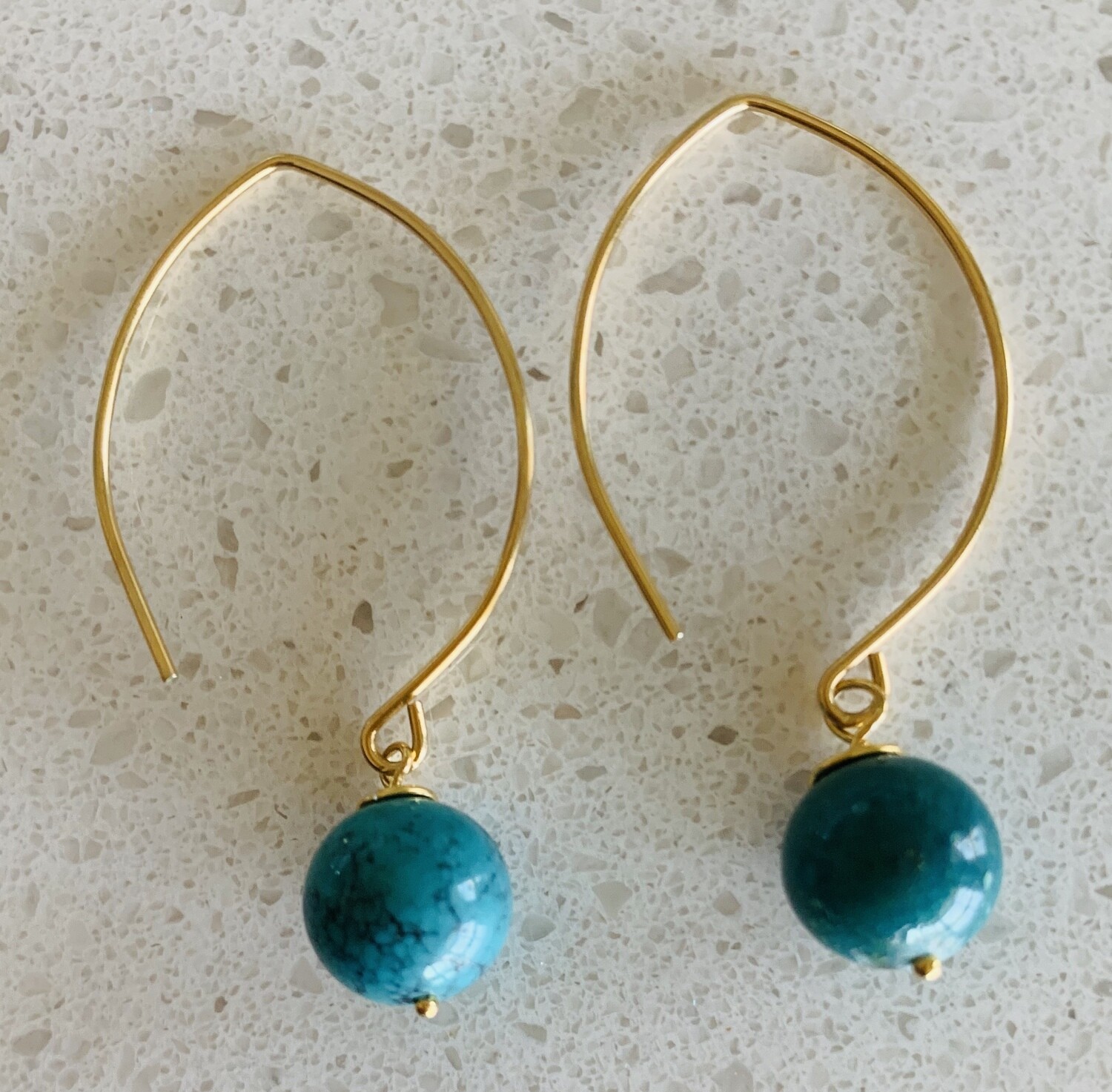 Bella Mia Ear Ring Turquoise Drop Gold Plated