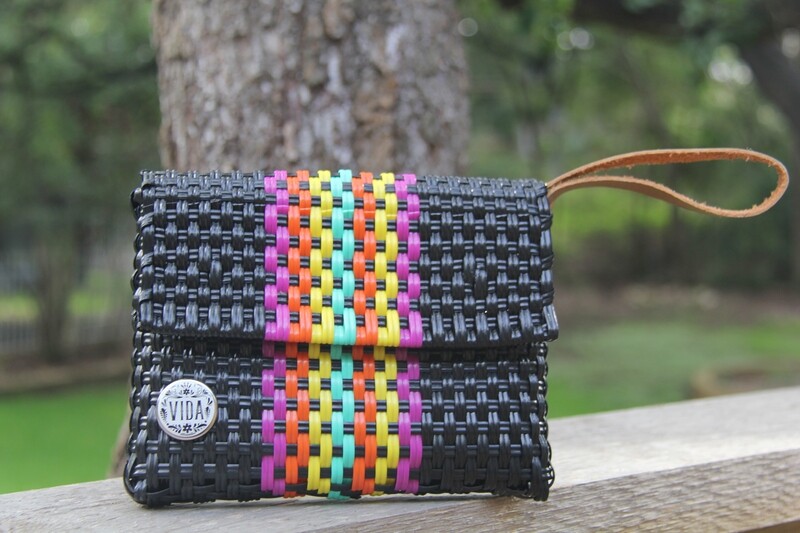 Vida Sandra Wristlet Black Multi Strip