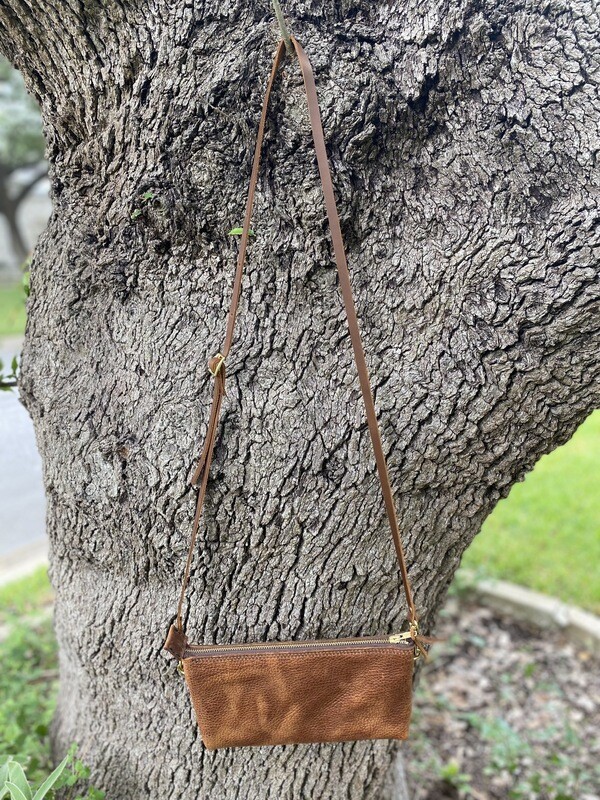 Bear Creek Leather Tiffany Cross Body Brown Pebble