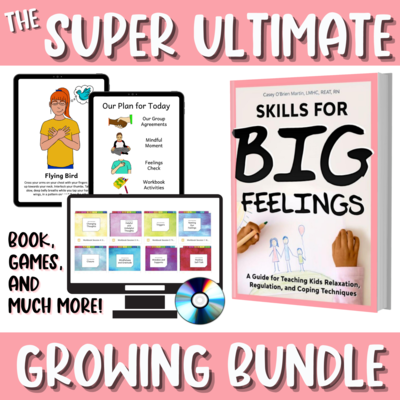 Paperback GROWING BUNDLE: Super Ultimate Skills for Big Feelings, Bonus Bundle + All The Games and Supplements!