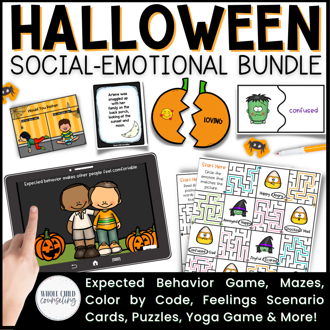 Halloween Social Emotional Learning Counseling and SEL Activity Bundle