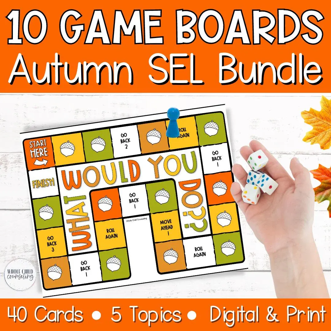 10 Digital and Print Fall SEL and Counseling Game Boards