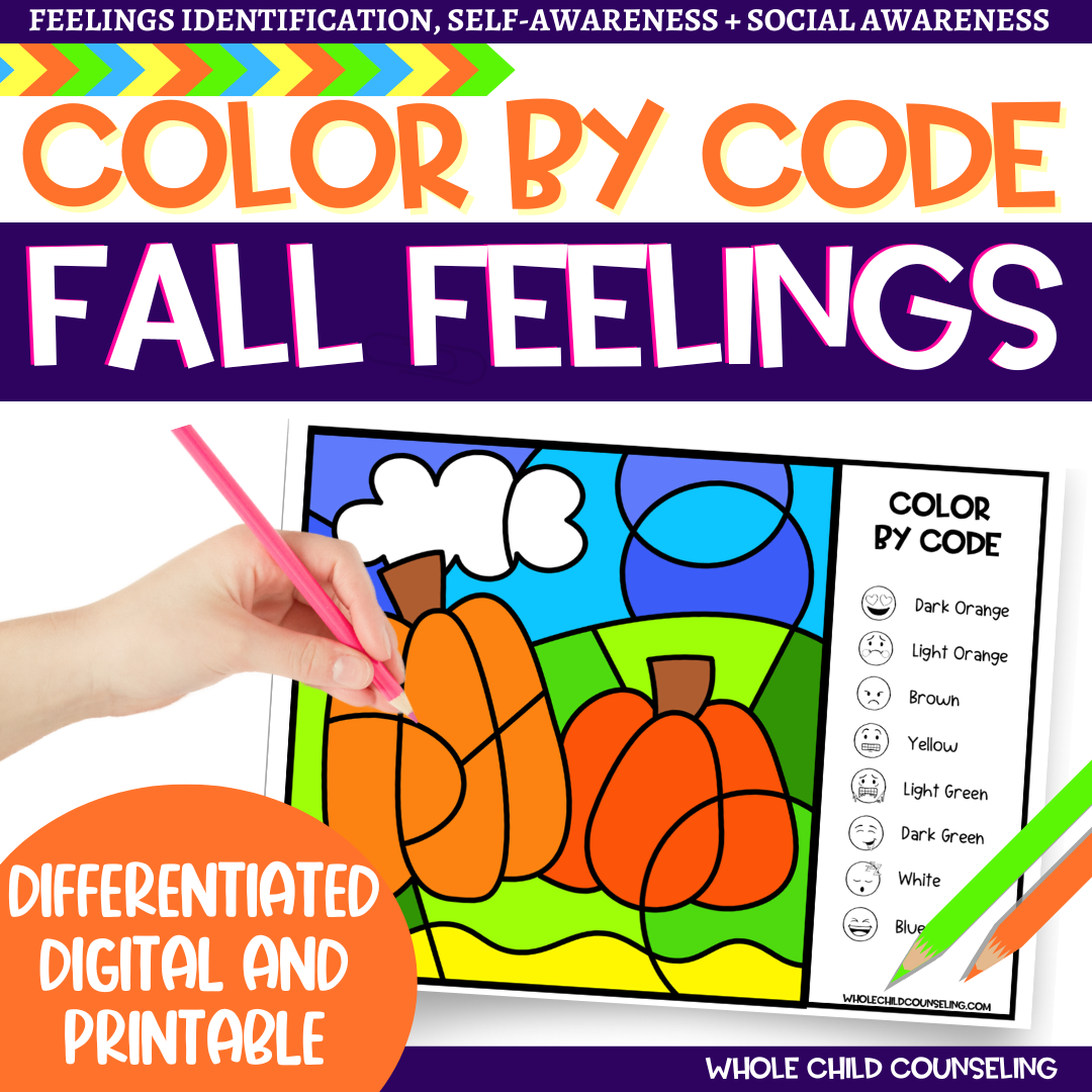 Fall Pumpkin and Halloween Feelings Color by Code