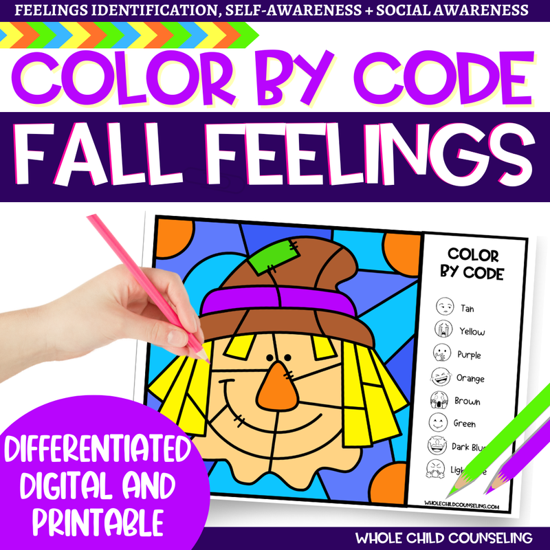 Scarecrow Color By Code Feelings Activity Scarecrow Color By Code Feelings Activity