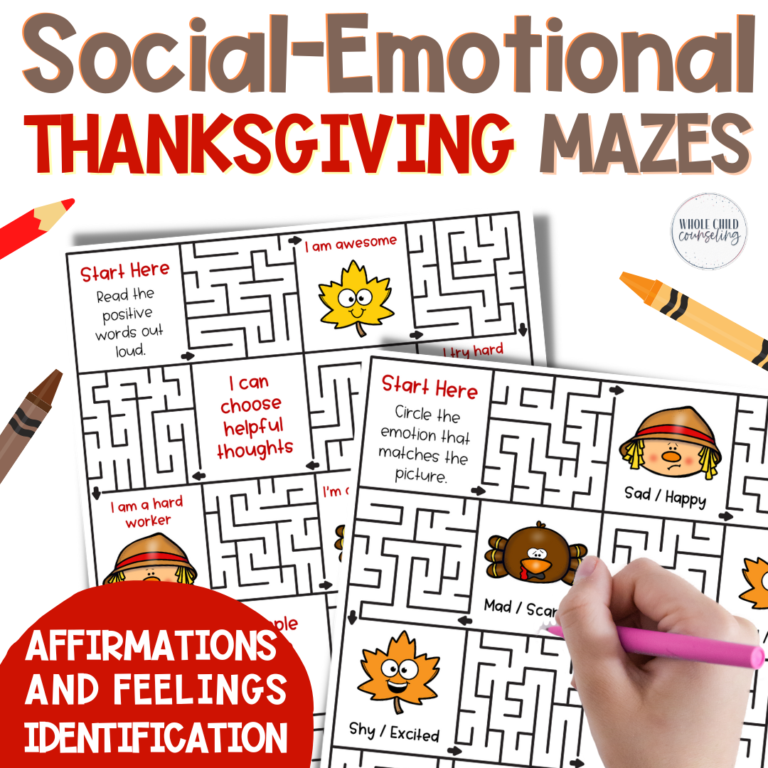 Thanksgiving Social-Emotional Mazes