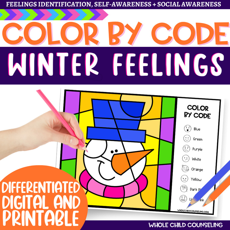 Winter Snowman Color By Code Feelings Winter Snowman Color By Code Feelings