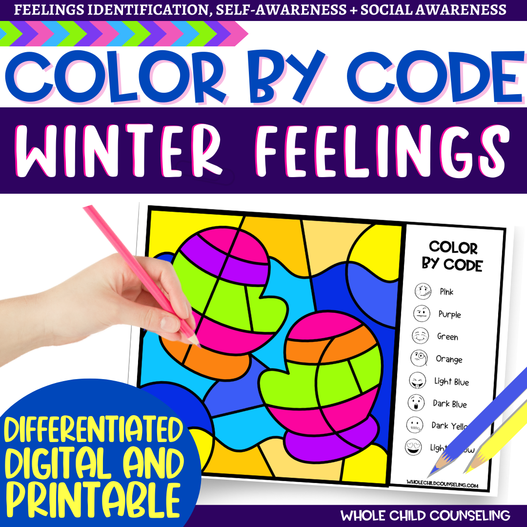 Winter Feelings Mittens Color By Code Activity