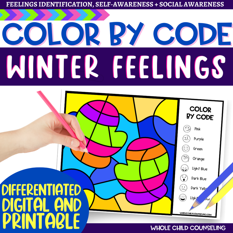 Winter Feelings Mittens Color By Code Activity Winter Feelings Mittens Color By Code Activity