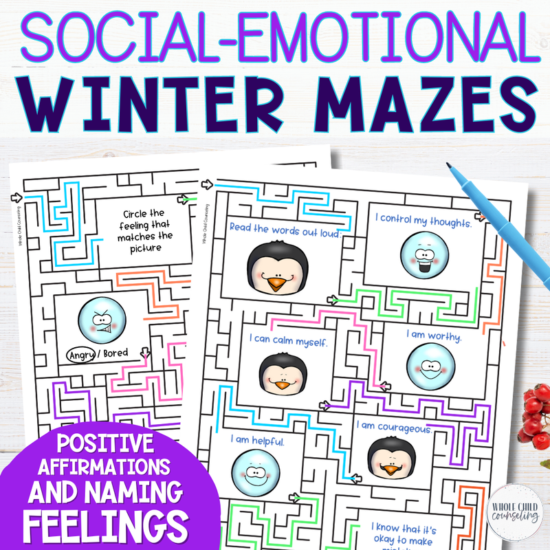 Winter SEL Mazes Activity Winter SEL Mazes Activity