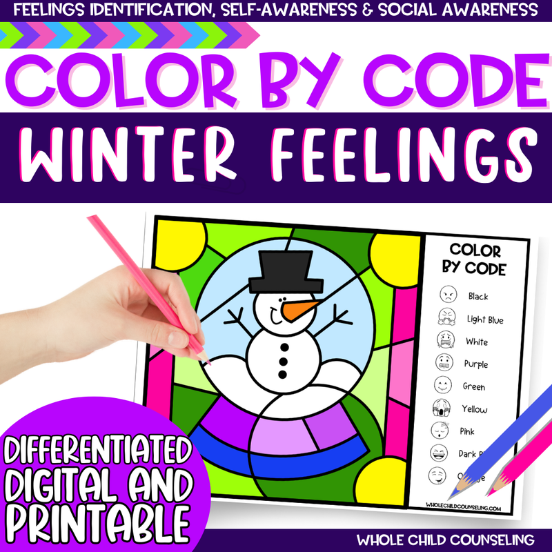 Snow Globe Color By Code Feelings Activity Snow Globe Color By Code Feelings Activity