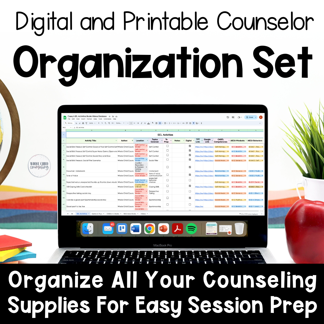 Counselor Organization Spreadsheet and Database Set