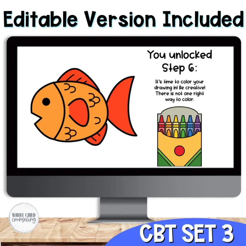 CBT Worksheets Guided &amp; Directed Drawing Set 3