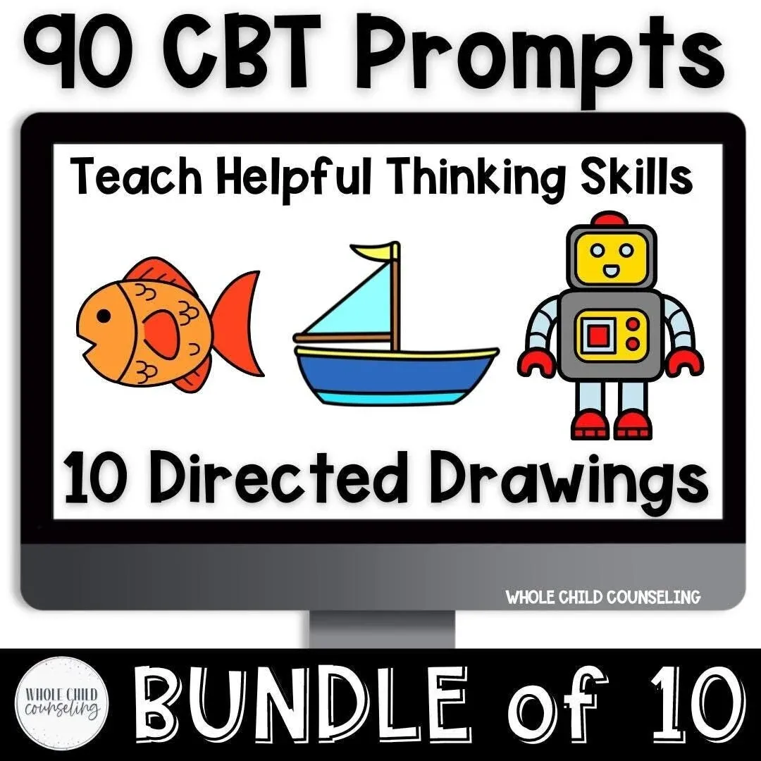 CBT Worksheets Guided &amp; Directed Drawing Bundle