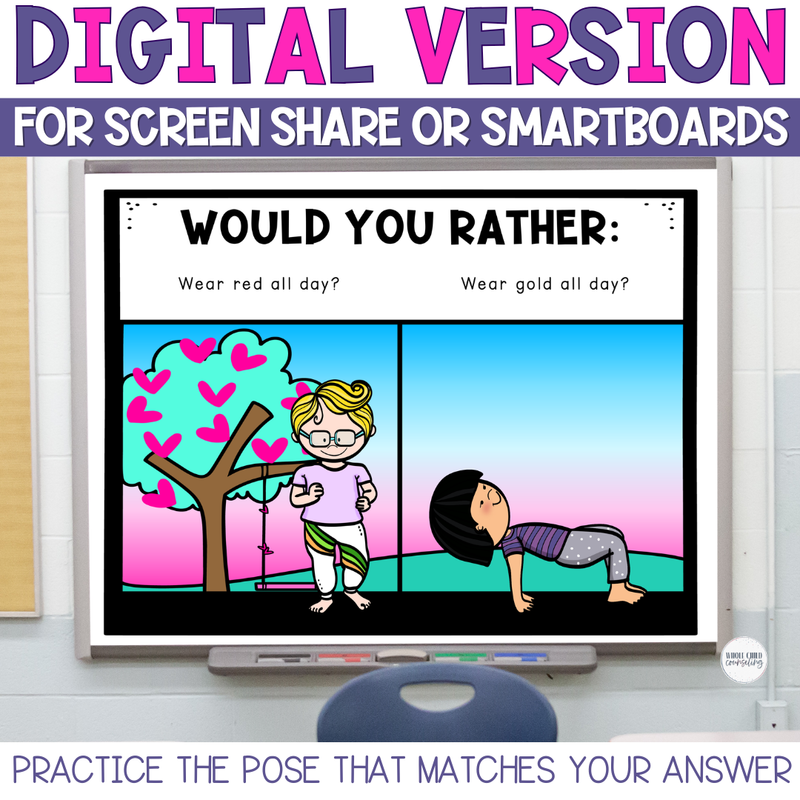 Valentine's Day Would You Rather Creative Movement Yoga Game