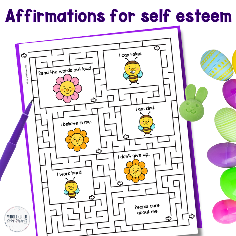 Easter Social-Emotional Feelings and Affirmation Mazes