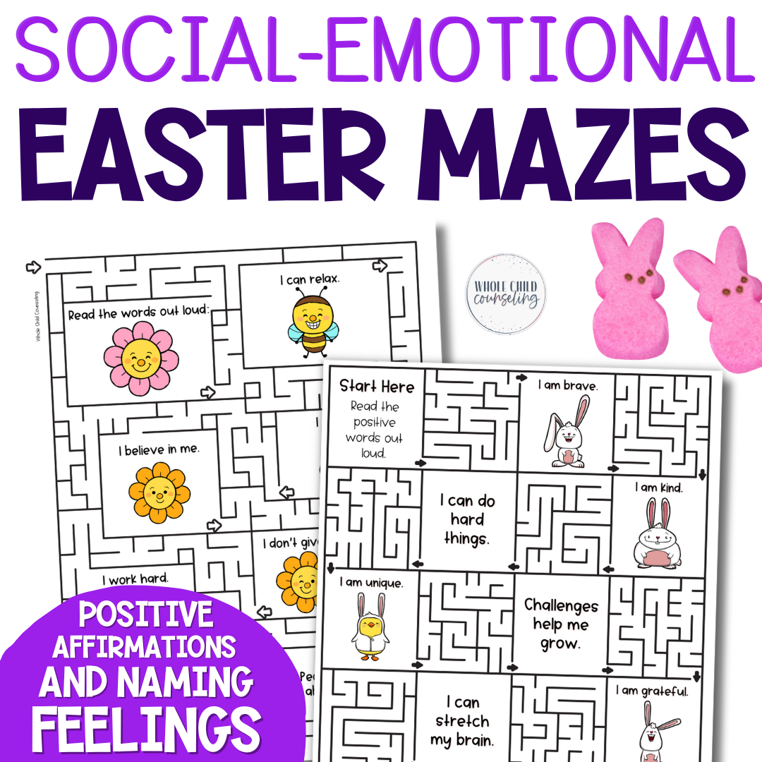 Easter Social-Emotional Feelings and Affirmation Mazes