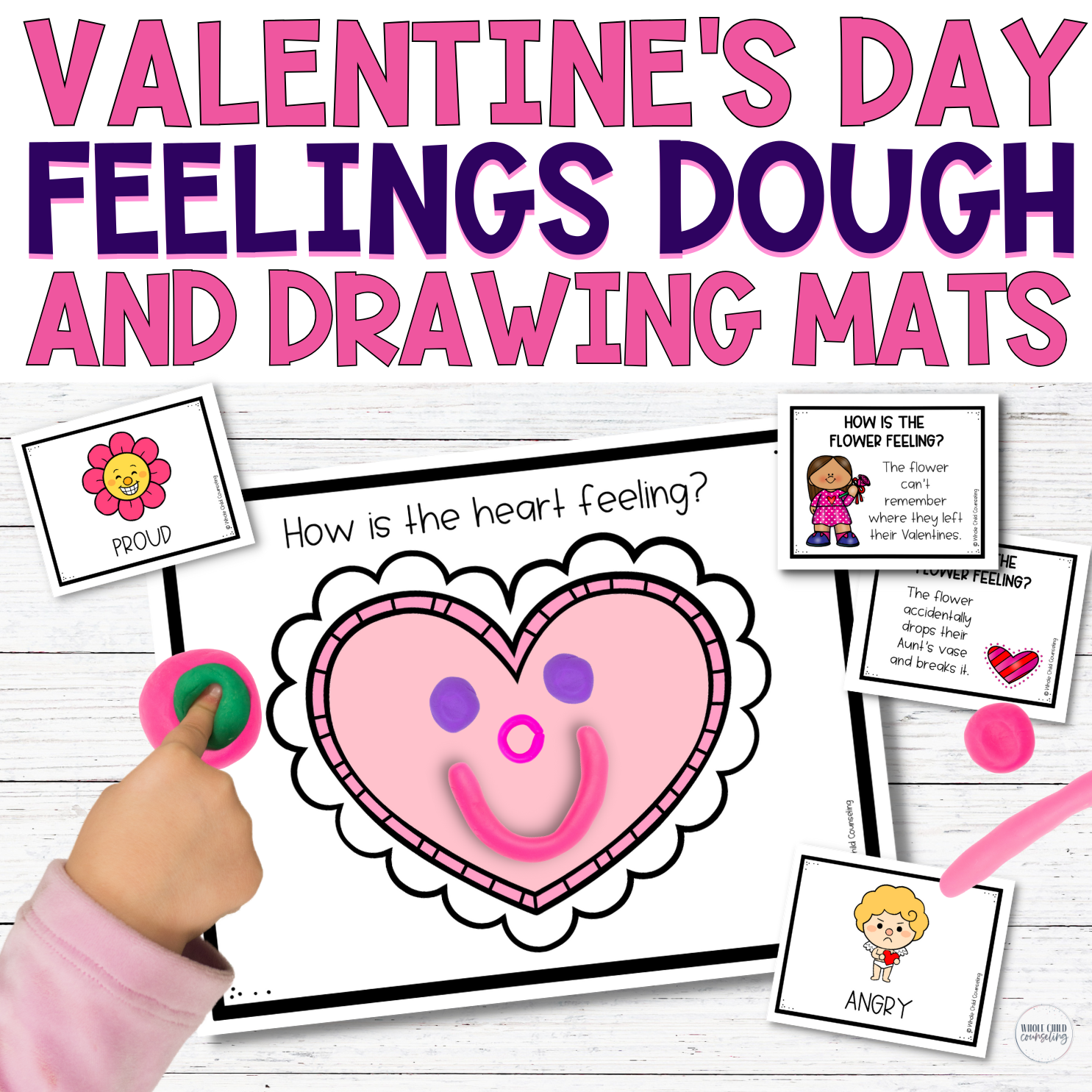 Valentine&#39;s Day Play Dough and Drawing Mats for Social Emotional Learning