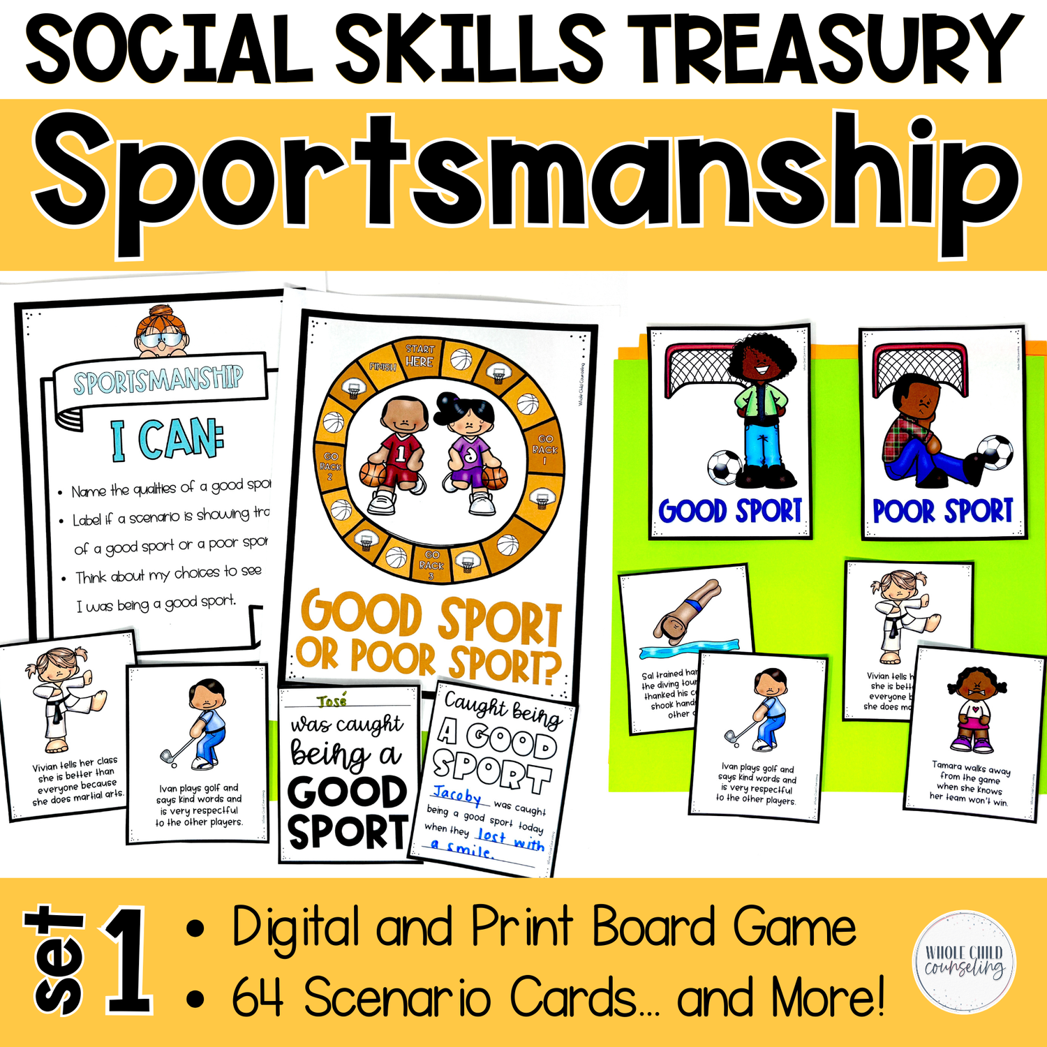 Sportsmanship Social Skills Game Digital and Print Set 1