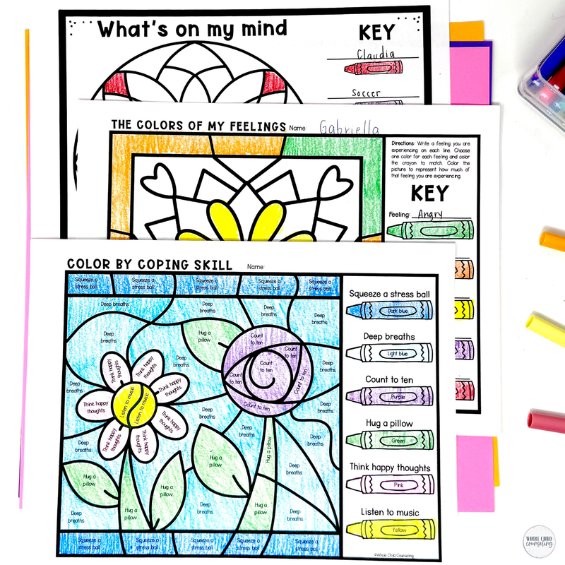 Spring Color By Code Feelings and Coping Skills: Gardening