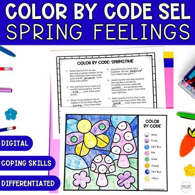 Color By Code Spring Butterfly Activity