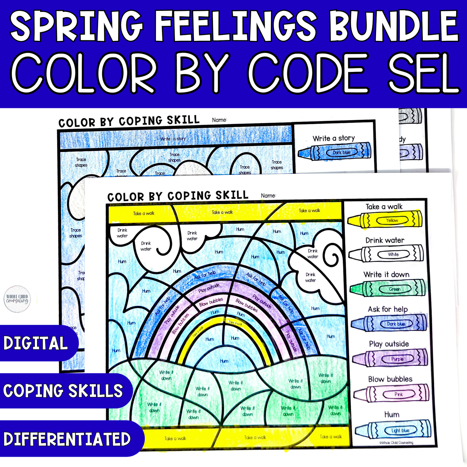 Spring Color By Code Feelings Bundle