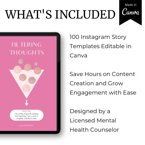 100 Instagram Stories Editable Canva Social Media Templates Counselor Marketing