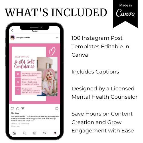 4:5 Instagram Post Editable Canva Social Media Templates Therapist Marketing