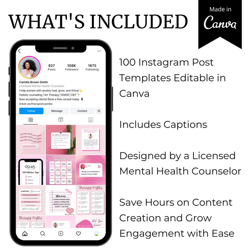 4:5 Instagram Post Editable Canva Social Media Templates Counselor Marketing