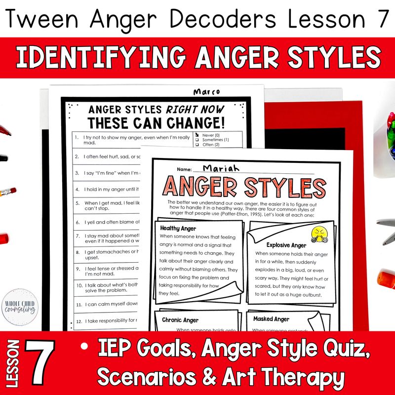 Anger Styles, Art Therapy Anger Management Strategies, Worksheets, &amp; Quiz