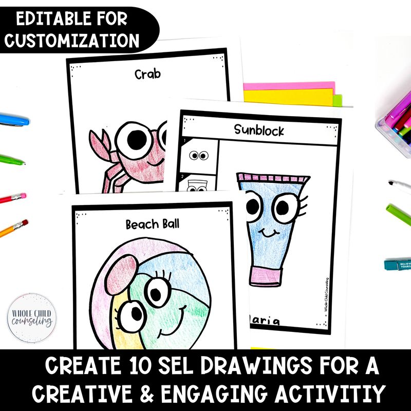Summer SEL Directing Drawing Activity Bundle of 10