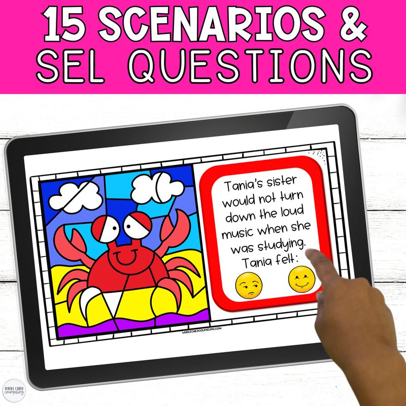 Crab Color By Code Summer SEL Coloring Activity
