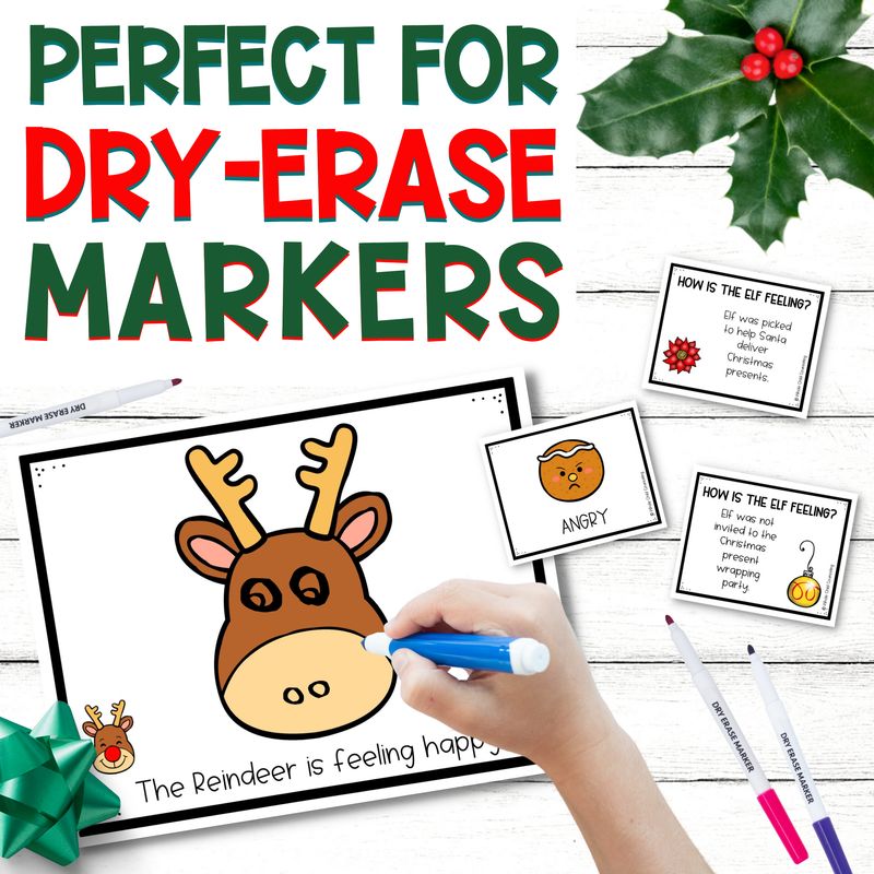 Christmas Feelings Play Dough and Drawing Emotions Mats