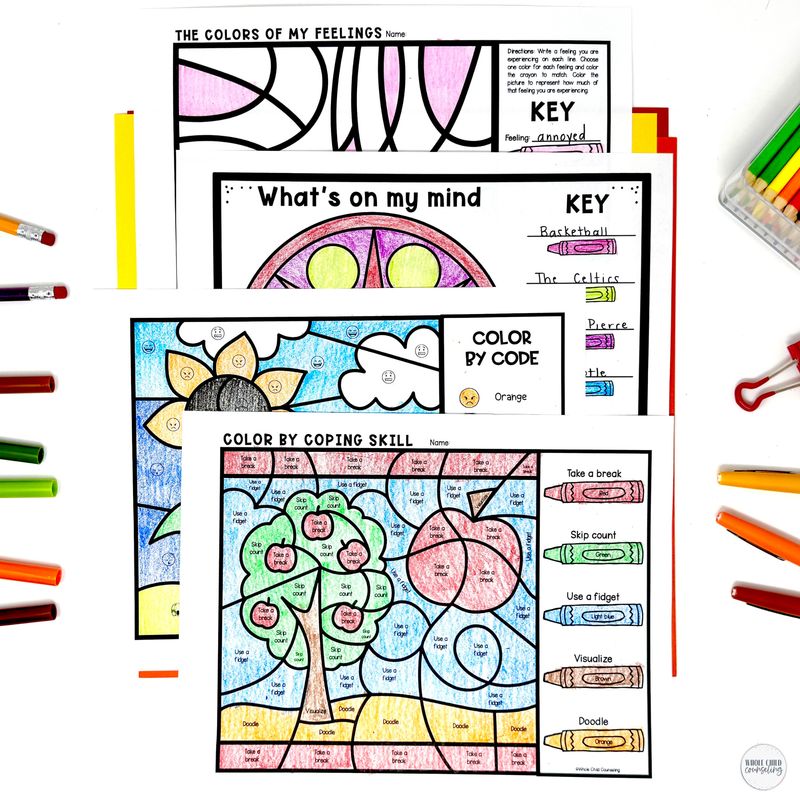 Color By Code Fall Feelings Sunflower Activity
