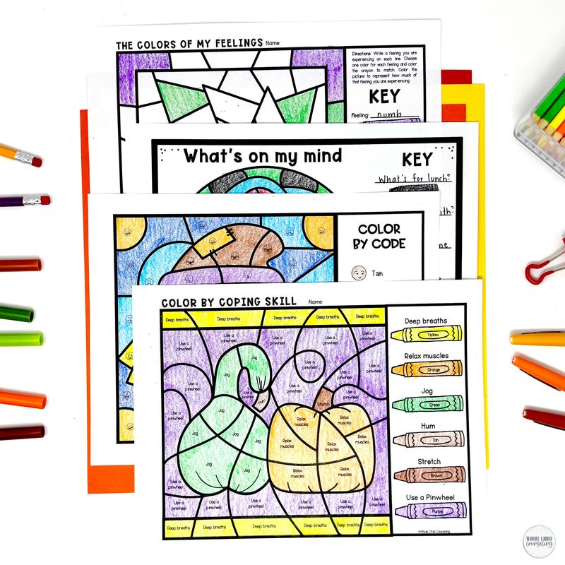 Scarecrow Color By Code Feelings Activity