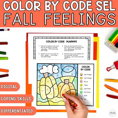 Fall Pumpkin and Halloween Feelings Color by Code