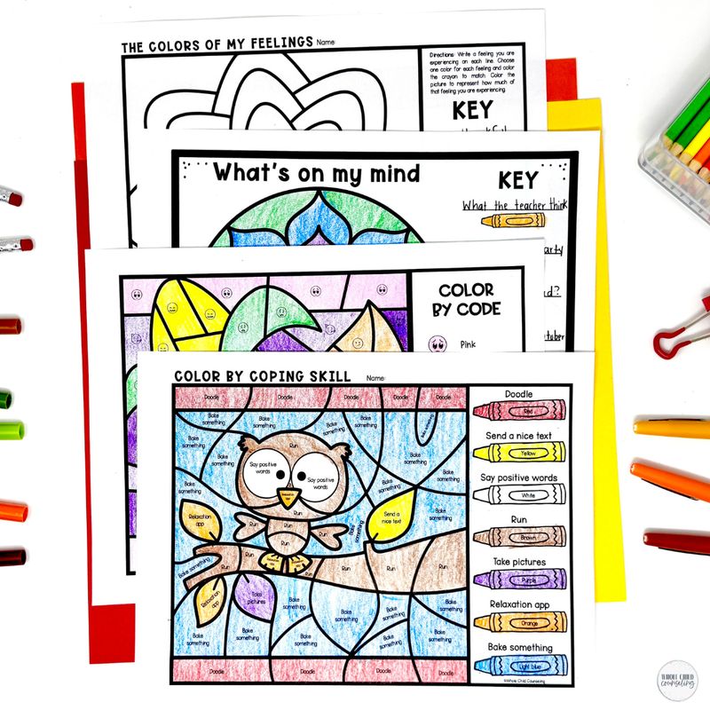 Color By Code Fall Feelings Leaves and Corn Husk Activity