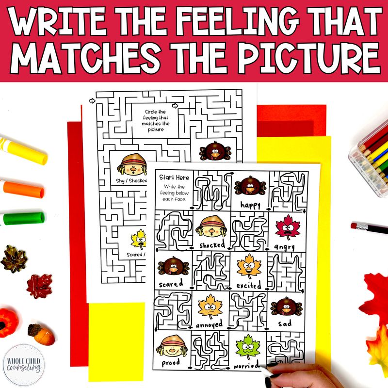 Thanksgiving Social-Emotional Mazes