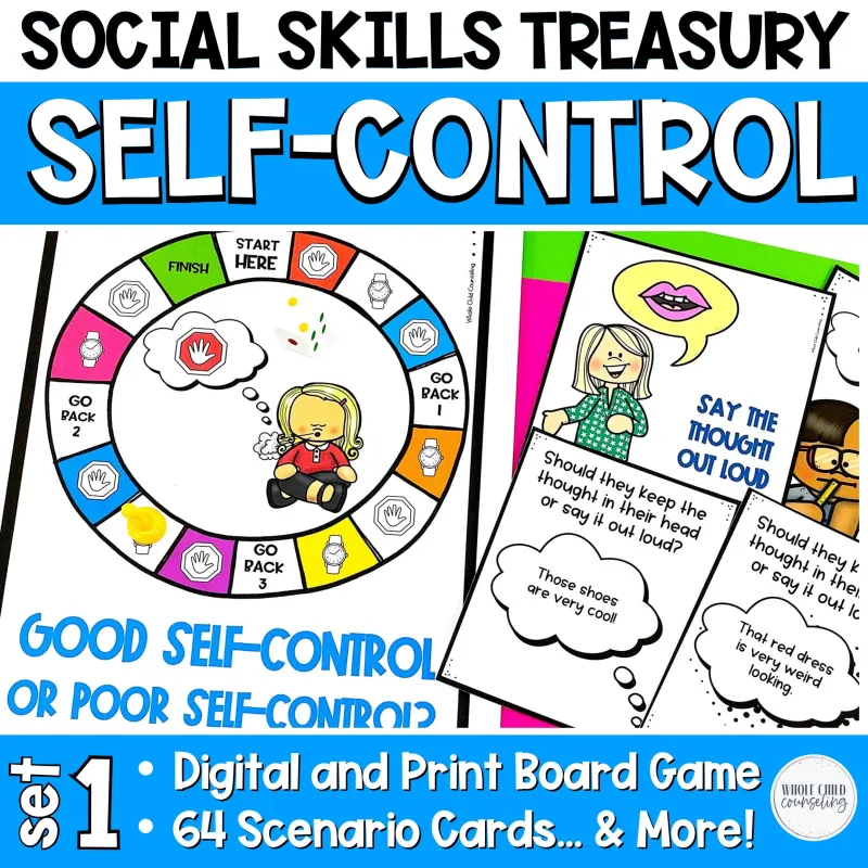 Self Control and Impulse Control Activity and Game Set 1: Social Skills Treasury