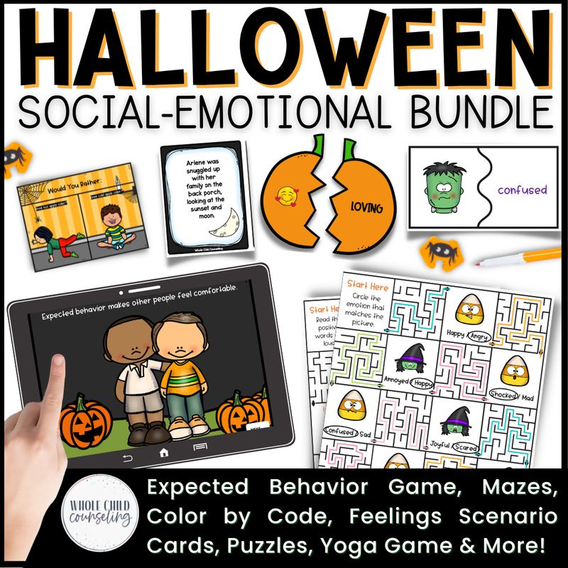 Halloween Social Emotional Learning Counseling and SEL Activity Bundle