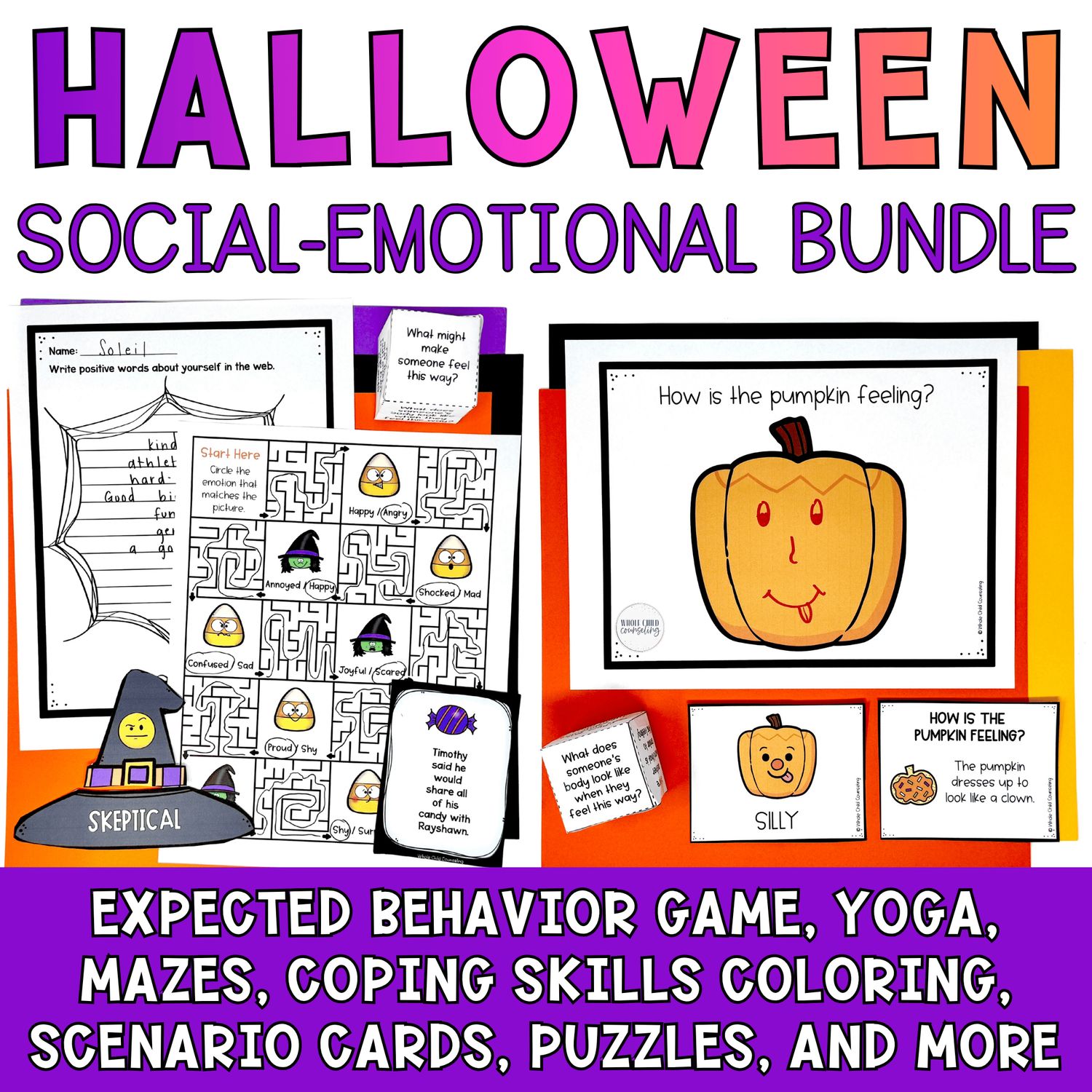 Halloween Social Emotional Learning Counseling and SEL Activity Bundle