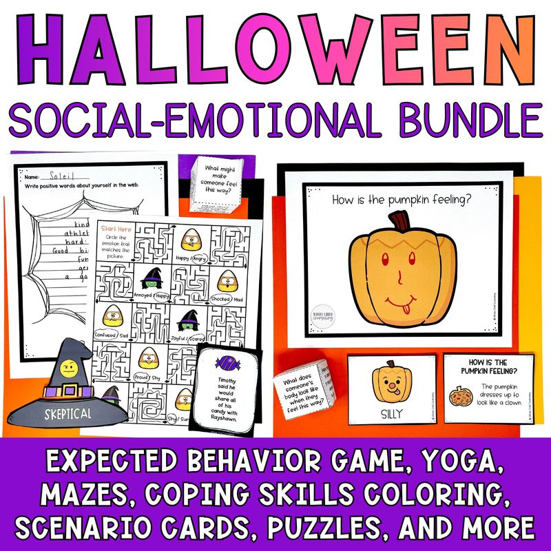 Halloween Social Emotional Learning Counseling and SEL Activity Bundle