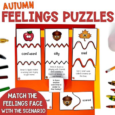 Fall Feelings Puzzles | Autumn Emotions &amp; SEL Matching Activities