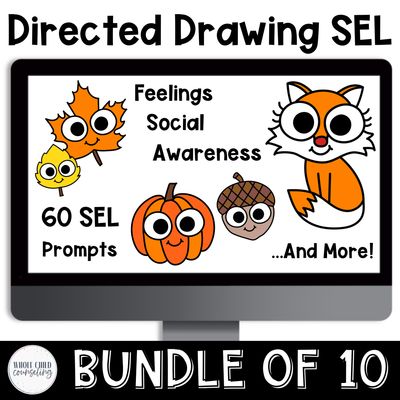 Fall SEL Directed Drawing Bundle: 10 Counseling Art Activities