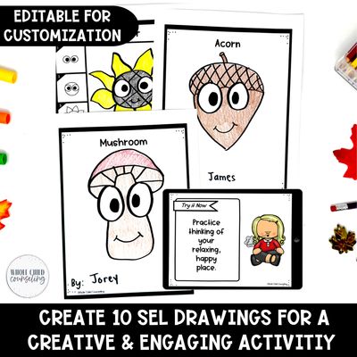 Fall SEL Directed Drawing Bundle: 10 Counseling Art Activities