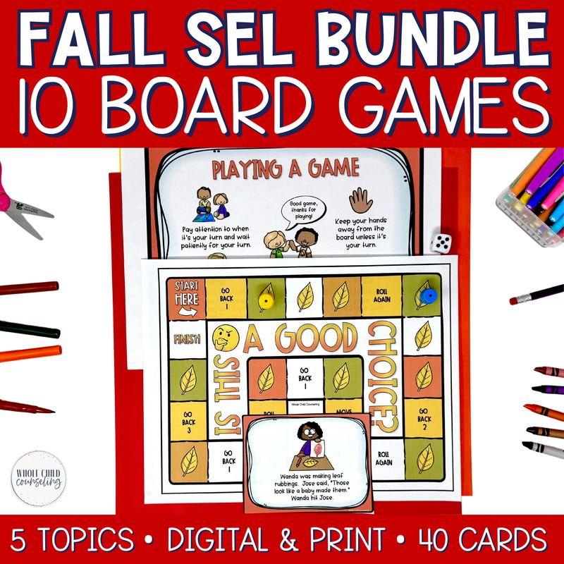 10 Digital and Print Fall SEL and Counseling Game Boards
