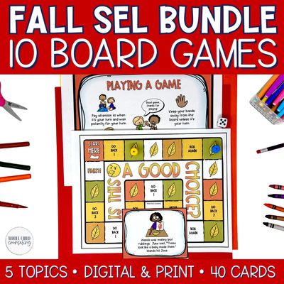 10 Fall SEL and Counseling Game Boards (Digital + Print)