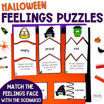 Halloween Feelings Matching Puzzles | Social Emotional Learning
