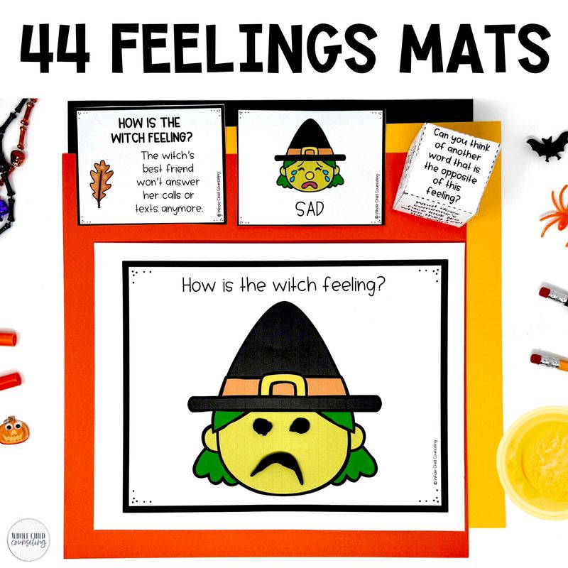 Halloween Feelings Play Dough and Drawing Mats