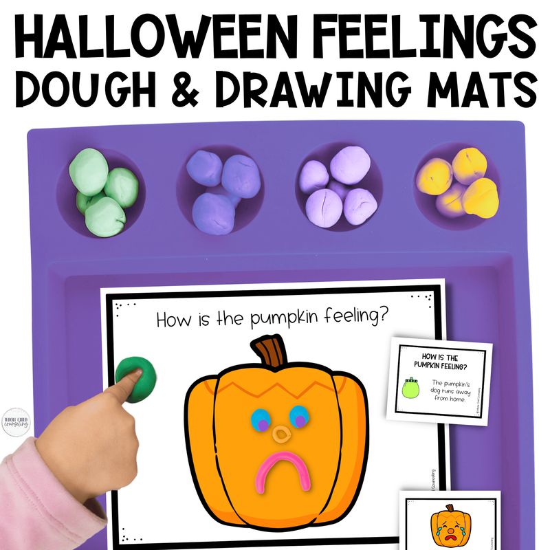Halloween Feelings Play Dough and Drawing Mats