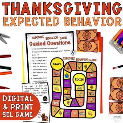 Thanksgiving Expected vs. Unexpected Behavior Game | Social Skills SEL Digital + Print